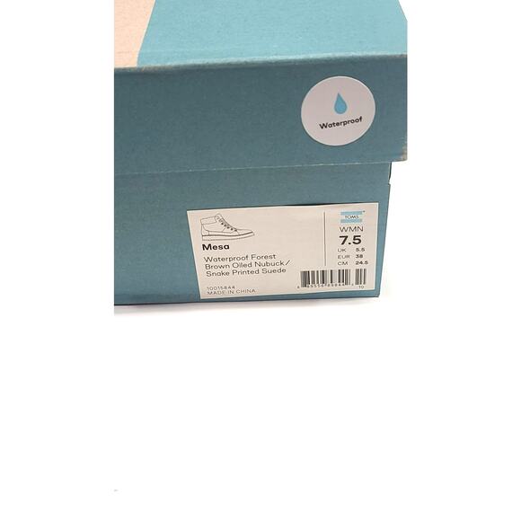 TOMS mesa waterproof Forest Brown Oiled Nubuck Suede Boots women's size 7.5 - Picture 9 of 9